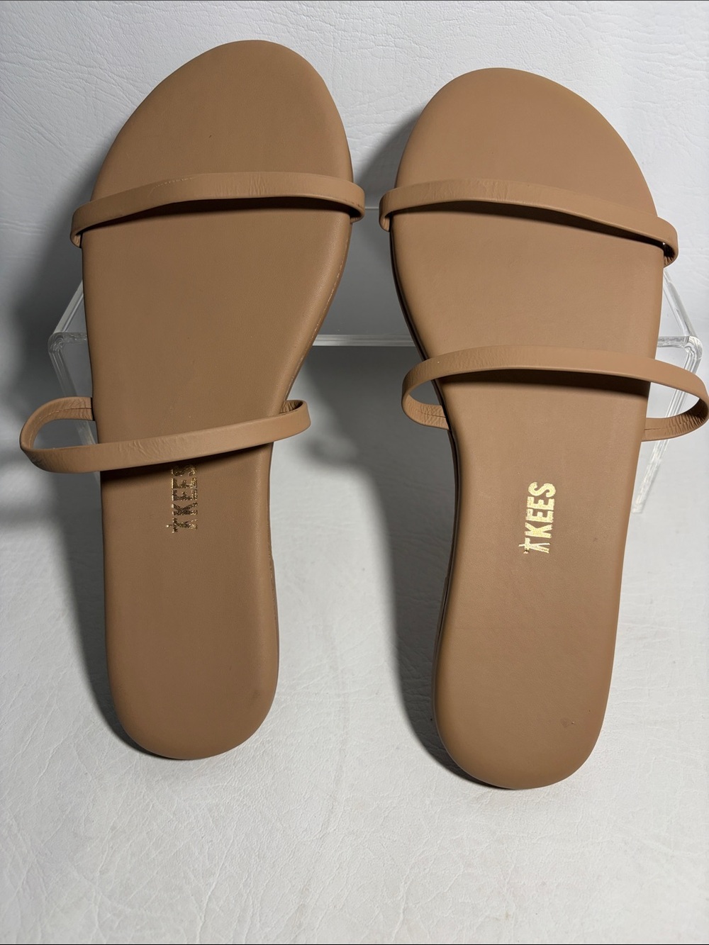 TKEES Natural Nude Color Slim Straps Leather Sandals Size 9 or 40